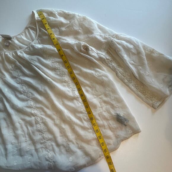 Knox Rose Cream Embroidered Peasant Top Womens Large Boho Bell Sleeve Romantic - Picture 7 of 7
